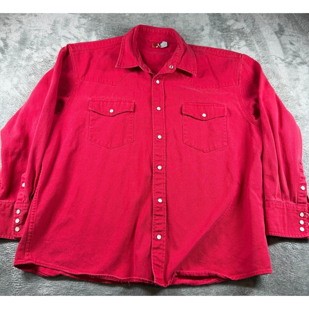 Sheplers Western Shirt Mens XL Red Pearl Snap Cowboy Ranch Wear Cotton